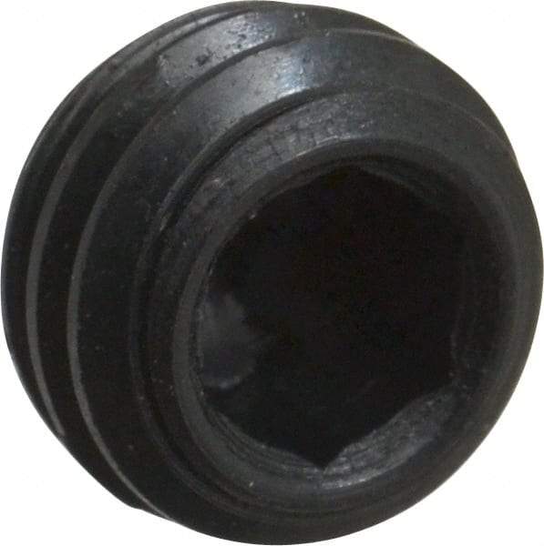 Made in USA - 1/4-28 UNF, 3/16" Length Under Head, Cup Point Set Screw - Grade 8 Alloy Steel, 1/8" Key - USA Tool & Supply