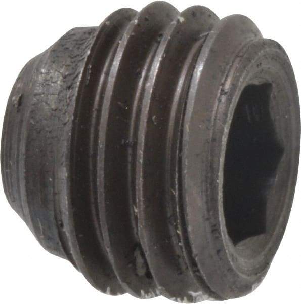 Made in USA - 5/16-24 UNF, 1/4" Length Under Head, Cup Point Set Screw - Grade 8 Alloy Steel, 5/32" Key - USA Tool & Supply