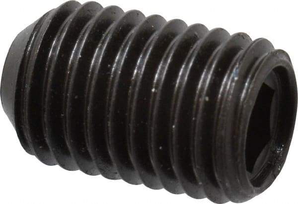 Made in USA - 5/16-24 UNF, 1/2" Length Under Head, Cup Point Set Screw - Grade 8 Alloy Steel, 5/32" Key - USA Tool & Supply