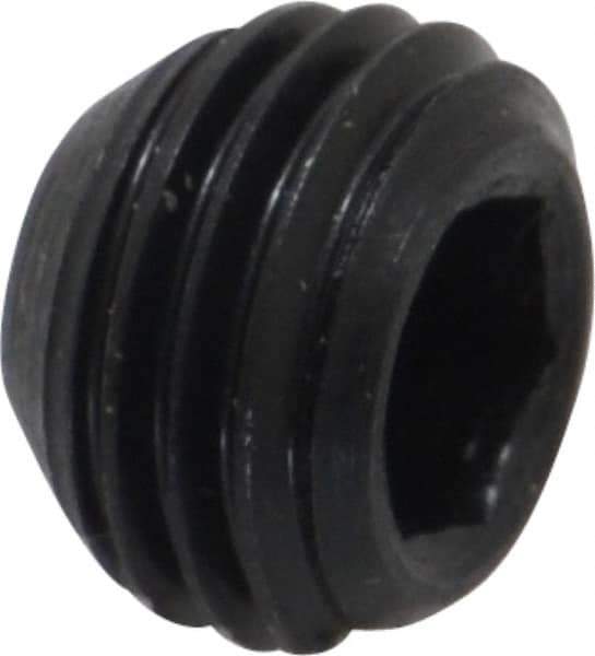 Made in USA - 3/8-24 UNF, 1/4" Length Under Head, Cup Point Set Screw - Grade 8 Alloy Steel, 3/16" Key - USA Tool & Supply