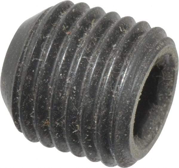 Made in USA - 3/8-24 UNF, 3/8" Length Under Head, Cup Point Set Screw - Grade 8 Alloy Steel, 3/16" Key - USA Tool & Supply
