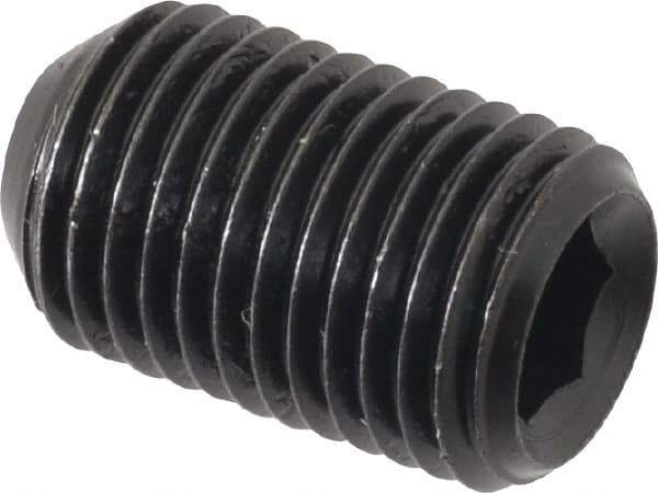 Made in USA - 3/8-24 UNF, 5/8" Length Under Head, Cup Point Set Screw - Grade 8 Alloy Steel, 3/16" Key - USA Tool & Supply