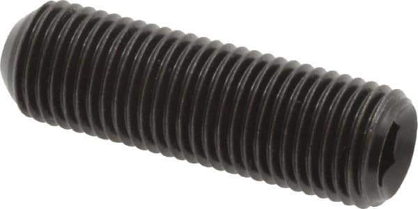Made in USA - 3/8-24 UNF, 1-1/4" Length Under Head, Cup Point Set Screw - Grade 8 Alloy Steel, 3/16" Key - USA Tool & Supply