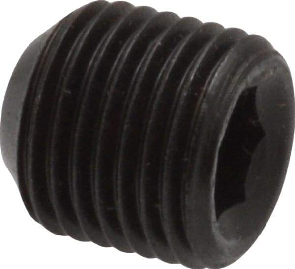 Made in USA - 1/2-20 UNF, 1/2" Length Under Head, Cup Point Set Screw - Grade 8 Alloy Steel, 1/4" Key - USA Tool & Supply