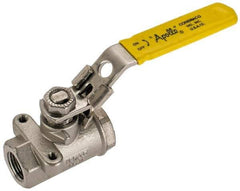 Apollo - 3/8" Pipe, Standard Port, Stainless Steel Standard Ball Valve - 2 Piece, NPT Ends, Locking Lever Handle, 600 WOG, 150 WSP - USA Tool & Supply