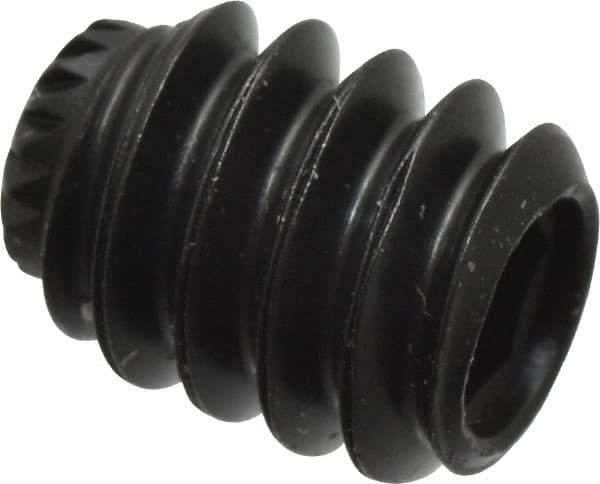 Made in USA - #10-24 UNC, 1/4" Length Under Head, Knurled Cup Point Set Screw - Grade 8 Alloy Steel, 3/32" Key - USA Tool & Supply