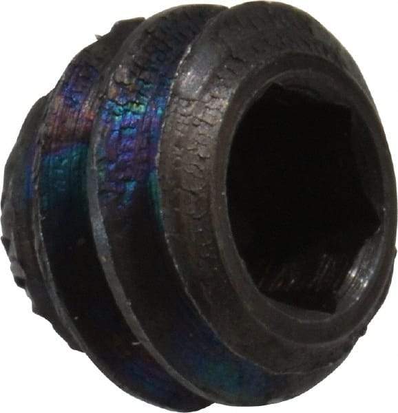 Made in USA - 1/4-20 UNC, 3/16" Length Under Head, Knurled Cup Point Set Screw - Grade 8 Alloy Steel, 1/8" Key - USA Tool & Supply