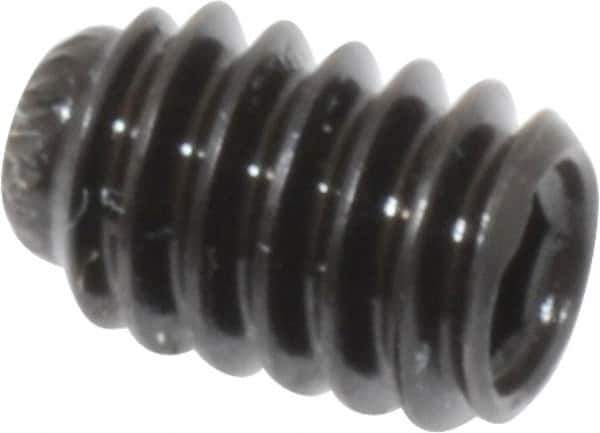 Made in USA - 1/4-20 UNC, 3/8" Length Under Head, Knurled Cup Point Set Screw - Grade 8 Alloy Steel, 1/8" Key - USA Tool & Supply