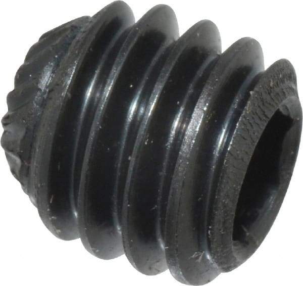 Made in USA - 5/16-18 UNC, 5/16" Length Under Head, Knurled Cup Point Set Screw - Grade 8 Alloy Steel, 5/32" Key - USA Tool & Supply