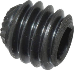 Made in USA - 5/16-18 UNC, 5/16" Length Under Head, Knurled Cup Point Set Screw - Grade 8 Alloy Steel, 5/32" Key - USA Tool & Supply