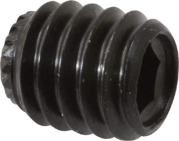 Made in USA - 5/16-18 UNC, 3/8" Length Under Head, Knurled Cup Point Set Screw - Grade 8 Alloy Steel, 5/32" Key - USA Tool & Supply
