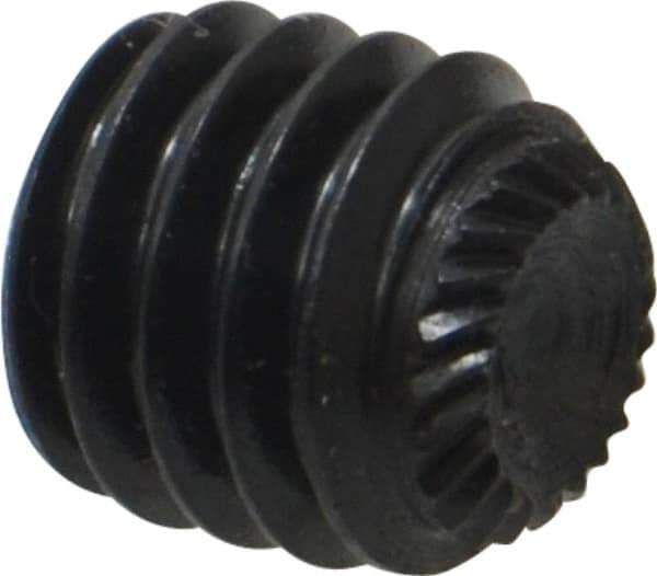 Made in USA - 3/8-18 UNC, 3/8" Length Under Head, Knurled Cup Point Set Screw - Grade 8 Alloy Steel, 3/16" Key - USA Tool & Supply