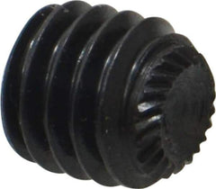 Made in USA - 3/8-18 UNC, 3/8" Length Under Head, Knurled Cup Point Set Screw - Grade 8 Alloy Steel, 3/16" Key - USA Tool & Supply