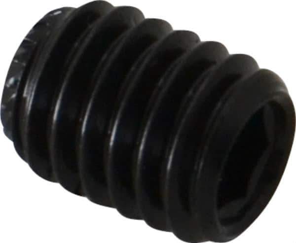 Made in USA - 3/8-18 UNC, 1/2" Length Under Head, Knurled Cup Point Set Screw - Grade 8 Alloy Steel, 3/16" Key - USA Tool & Supply