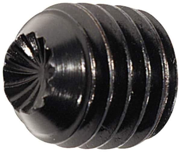 Unbrako - #10-24 UNC, 7/8" OAL, Knurled Cup Point Set Screw - Grade 8 Alloy Steel, 3/32" Key - USA Tool & Supply