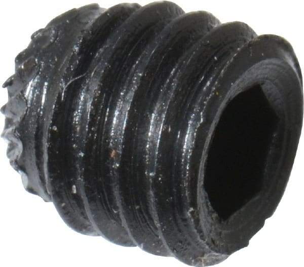 Made in USA - #10-32 UNF, 3/16" Length Under Head, Knurled Cup Point Set Screw - Grade 8 Alloy Steel, 3/32" Key - USA Tool & Supply