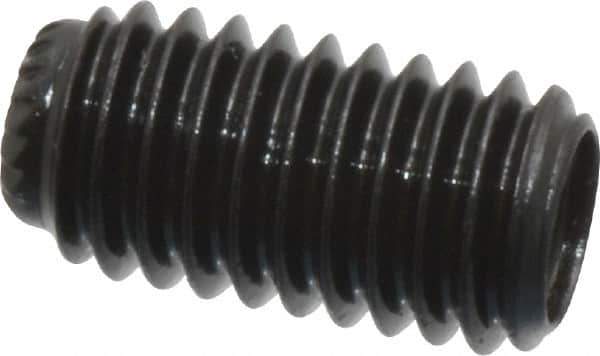 Made in USA - #10-32 UNF, 3/8" Length Under Head, Knurled Cup Point Set Screw - Grade 8 Alloy Steel, 3/32" Key - USA Tool & Supply