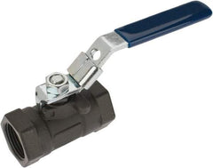 NIBCO - 1" Pipe, Reduced Port, Carbon Steel Standard Ball Valve - 1 Piece, Inline - One Way Flow, FNPT x FNPT Ends, Locking Lever Handle, 2,000 WOG - USA Tool & Supply