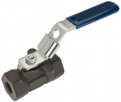 NIBCO - 1/4" Pipe, Reduced Port, Carbon Steel Standard Ball Valve - 1 Piece, Inline - One Way Flow, FNPT x FNPT Ends, Locking Lever Handle, 2,000 WOG - USA Tool & Supply