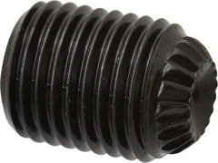 Made in USA - 3/8-24 UNF, 1/2" Length Under Head, Knurled Cup Point Set Screw - Grade 8 Alloy Steel, 3/16" Key - USA Tool & Supply