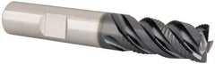 Iscar - 1/2" Diam, 1" LOC, 4 Flute Solid Carbide Roughing & Finishing Corner Chamfer End Mill - TiAlN Finish, 3" OAL, 1/2" Shank Diam, Weldon Shank, 45° Helix, Centercutting - USA Tool & Supply