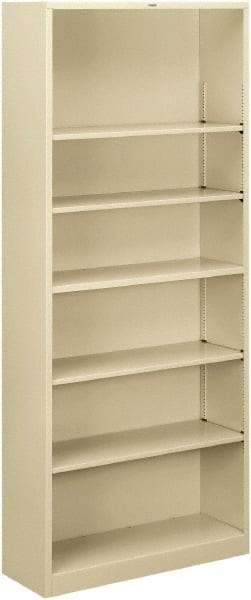 Hon - 6 Shelf, 81-1/8" High x 34-1/2" Wide Bookcase - 12-5/8" Deep, Steel, Putty - USA Tool & Supply