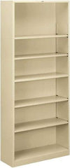Hon - 6 Shelf, 81-1/8" High x 34-1/2" Wide Bookcase - 12-5/8" Deep, Steel, Putty - USA Tool & Supply