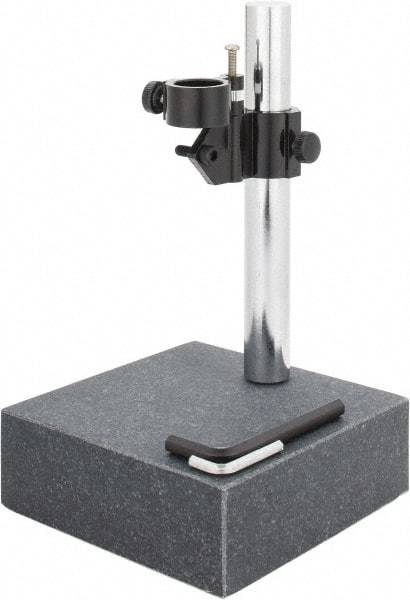 SPI - Granite, Rectangular Base, Comparator Gage Stand - 8" High, 6" Base Length x 6" Base Width x 2" Base Height, Includes Holder - USA Tool & Supply