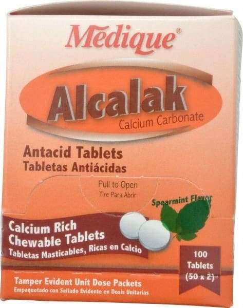 Medique - Mint Flavor Alcalak Tablets - Antacids & Stomach Relief - USA Tool & Supply