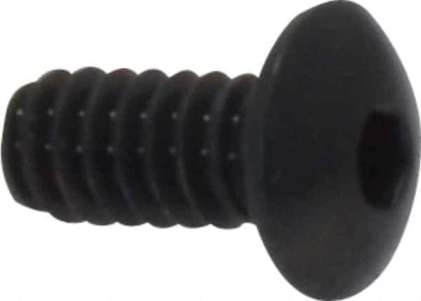 Made in USA - #4-40 UNC Hex Socket Drive, Button Screw - Alloy Steel, Black Oxide Finish, Fully Threaded, 1/4" Length Under Head - USA Tool & Supply