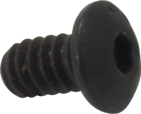 Made in USA - #6-32 UNC Hex Socket Drive, Button Screw - Alloy Steel, Black Oxide Finish, Fully Threaded, 1/4" Length Under Head - USA Tool & Supply