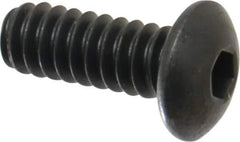 Made in USA - #6-32 UNC Hex Socket Drive, Button Screw - Alloy Steel, Black Oxide Finish, Fully Threaded, 3/8" Length Under Head - USA Tool & Supply