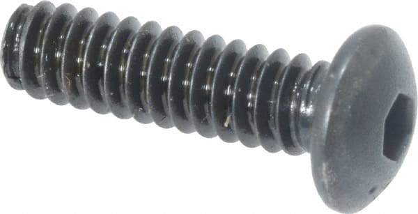 Made in USA - #6-32 UNC Hex Socket Drive, Button Screw - Alloy Steel, Black Oxide Finish, Fully Threaded, 1/2" Length Under Head - USA Tool & Supply