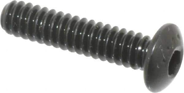 Made in USA - #6-32 UNC Hex Socket Drive, Button Screw - Alloy Steel, Black Oxide Finish, Fully Threaded, 5/8" Length Under Head - USA Tool & Supply