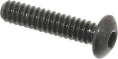 Made in USA - #6-32 UNC Hex Socket Drive, Button Screw - Alloy Steel, Black Oxide Finish, Fully Threaded, 5/8" Length Under Head - USA Tool & Supply