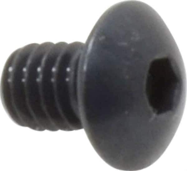 Made in USA - #8-32 UNC Hex Socket Drive, Button Screw - Alloy Steel, Black Oxide Finish, Fully Threaded, 1/4" Length Under Head - USA Tool & Supply