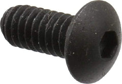 Made in USA - #8-32 UNC Hex Socket Drive, Button Screw - Alloy Steel, Black Oxide Finish, Fully Threaded, 3/8" Length Under Head - USA Tool & Supply