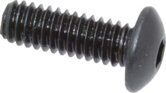 Made in USA - #8-32 UNC Hex Socket Drive, Button Screw - Alloy Steel, Black Oxide Finish, Fully Threaded, 1/2" Length Under Head - USA Tool & Supply