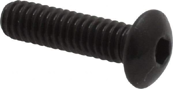 Made in USA - #8-32 UNC Hex Socket Drive, Button Screw - Alloy Steel, Black Oxide Finish, Fully Threaded, 5/8" Length Under Head - USA Tool & Supply