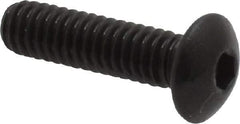 Made in USA - #8-32 UNC Hex Socket Drive, Button Screw - Alloy Steel, Black Oxide Finish, Fully Threaded, 5/8" Length Under Head - USA Tool & Supply
