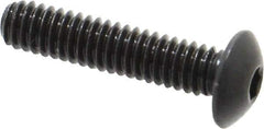 Made in USA - #8-32 UNC Hex Socket Drive, Button Screw - Alloy Steel, Black Oxide Finish, Fully Threaded, 3/4" Length Under Head - USA Tool & Supply