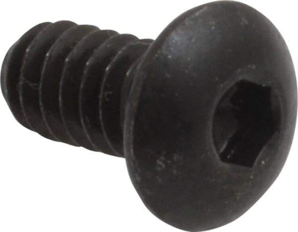 Made in USA - #10-24 UNC Hex Socket Drive, Button Screw - Alloy Steel, Black Oxide Finish, Fully Threaded, 3/8" Length Under Head - USA Tool & Supply