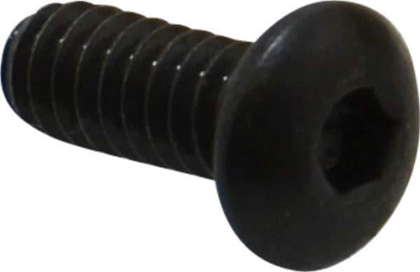Made in USA - #10-24 UNC Hex Socket Drive, Button Screw - Alloy Steel, Black Oxide Finish, Fully Threaded, 1/2" Length Under Head - USA Tool & Supply