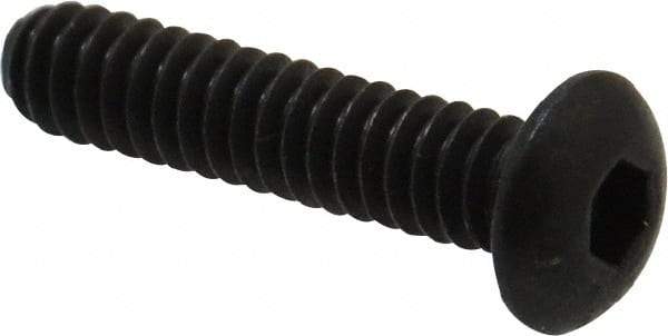 Made in USA - #10-24 UNC Hex Socket Drive, Button Screw - Alloy Steel, Black Oxide Finish, Fully Threaded, 7/8" Length Under Head - USA Tool & Supply
