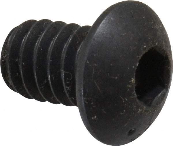 Made in USA - 1/4-20 UNC Hex Socket Drive, Button Screw - Alloy Steel, Black Oxide Finish, Fully Threaded, 3/8" Length Under Head - USA Tool & Supply