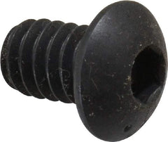 Made in USA - 1/4-20 UNC Hex Socket Drive, Button Screw - Alloy Steel, Black Oxide Finish, Fully Threaded, 3/8" Length Under Head - USA Tool & Supply