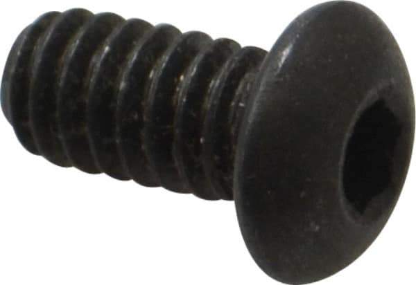 Made in USA - 1/4-20 UNC Hex Socket Drive, Button Screw - Alloy Steel, Black Oxide Finish, Fully Threaded, 1/2" Length Under Head - USA Tool & Supply