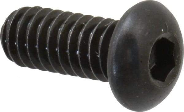 Made in USA - 1/4-20 UNC Hex Socket Drive, Button Screw - Alloy Steel, Black Oxide Finish, Fully Threaded, 5/8" Length Under Head - USA Tool & Supply