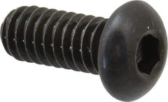 Made in USA - 1/4-20 UNC Hex Socket Drive, Button Screw - Alloy Steel, Black Oxide Finish, Fully Threaded, 5/8" Length Under Head - USA Tool & Supply