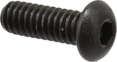 Made in USA - 1/4-20 UNC Hex Socket Drive, Button Screw - Alloy Steel, Black Oxide Finish, Fully Threaded, 3/4" Length Under Head - USA Tool & Supply